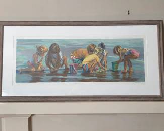 Itzchak Tarkay La Bella Ver#1   16" by 12 1/4"   watercolor over serigraph Line Drawing on wove paper. Signed in pencil.