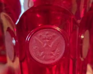Fostoria ruby red coin glass goblets 