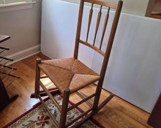 Rustic country pine rocker w/ Rush seat
