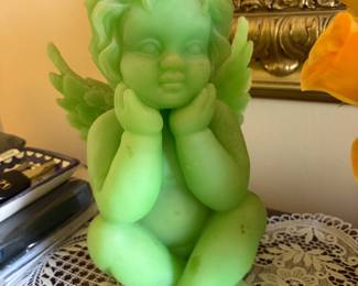 Green Resin Cherub 