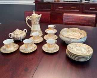 Hand painted Nippon chocolate pitcher set