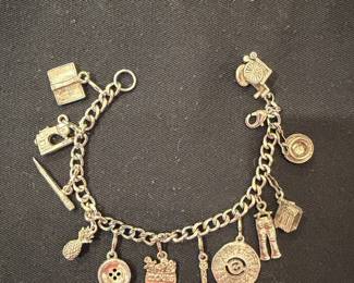 Sterling Silver Charm Bracelet with Assorted Charms