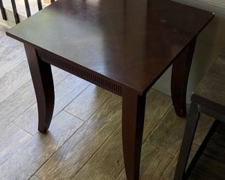 Dark Wood Square End Table with Ribbed Apron