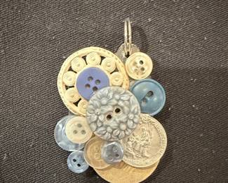 Assemblage Button and Coin Pendant