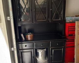 Black Farmhouse Hutch with Glass Doors