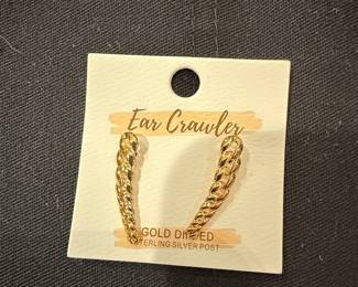 Gold Dipped Sterling Silver Curb Chain Ear Crawlers