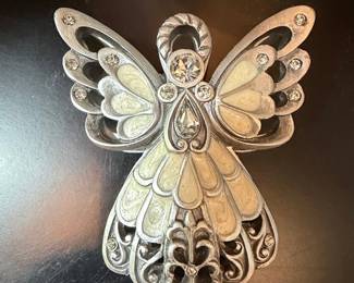 Enamel and Crystal Angel Brooch
