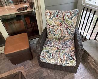 Wicker Armchair with Paisley Cushions