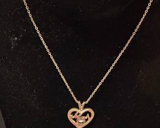 Mom Heart Pendant Necklace with Diamond Accent