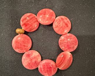 Pink Rhodochrosite Beaded Bracelet