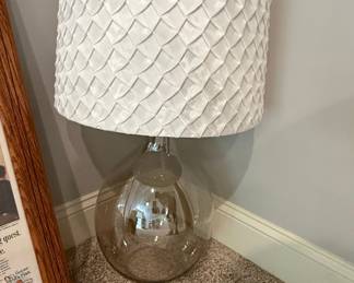 Glass Globe Table Lamp with Diamond Pleated Textured Shade