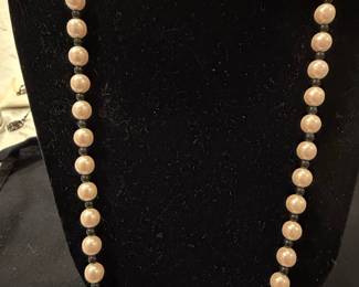 Monet Faux Pearl and Black Bead Necklace