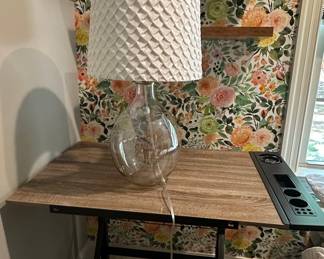 Glass Table Lamp with Textured White Shade