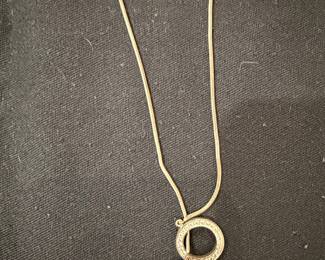 Pendant Necklace with Pave Circle and Rose Gold Disc Charm