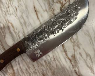 Dads Cook Hammered Finish Chef's Knife with Leather Sheath