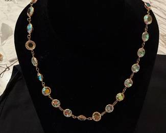 Gold-Tone Aurora Borealis Crystal Station Necklace