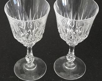 Lot #73 - Vintage Elegant Crystal Wine Glasses with Faceted Stem and Starburst Design