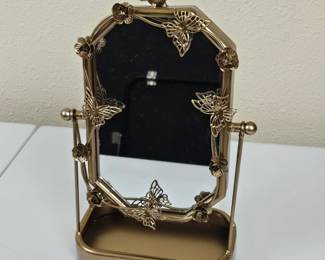 Lot #169 - Elegant Gold Butterfly and Bird Decorative Vanity Mirror with Tray