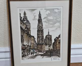 Lot #119 -  Roger Hebbelinck Signed Limited Edition 105/350 Aquatint Etching "Suikerrui, Antwerpen"