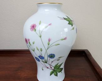 Lot #51 -  Haviland Limoges Porcelain Vase with Floral Motif and Gold Rim - The Danbury Mint Exclusive