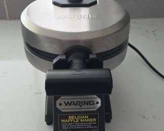 Lot #94 -  Waring Belgian Waffle Maker Stainless Steel Commercial Grade with Adjustable Temperature Dial