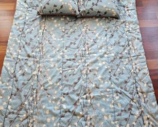 Lot #43 - Blue & Brown Branch/Leaf Design Comforter Set with Pillows - Soft, Stylish Bedding