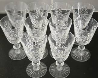 Lot #71 - Edinburgh Scotland Crystal Wine Goblets Set of 10 Elegant Stemmed Glasses