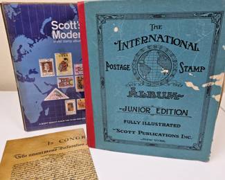 Lot #180 -  Scott's Modern & International Postage Stamp Albums with Vintage Declaration of Independence Replica