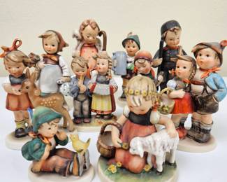 Lot #173 -  Vintage W. Goebel Hummel Porcelain Figurines Lot from West Germany - Hand-Painted Collectible Statues Vintage Goebel Hummel Porcelain Figurines Collection - Hand-Painted German Figurines