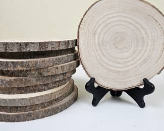 Lot #179 -  Natural Wood Slice Round Planks with Bark Rustic Decor & Craft Supplies