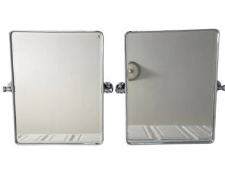 Lot #197 - Pair of Pottery Barn Vintage Rounded Rectangular Pivot Mirrors Chrome
