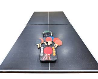 Lot #204 - Sturdy Ping-Pong Brand Foldable Ping Pong Table With Included Paddles, Balls & Net