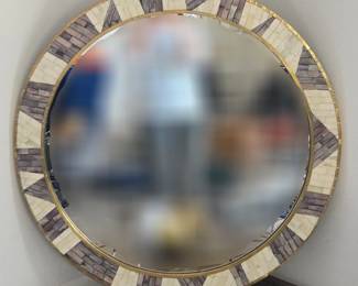 Lot #188 - CB2 Grace Bone Inlay Round Wall Mirror