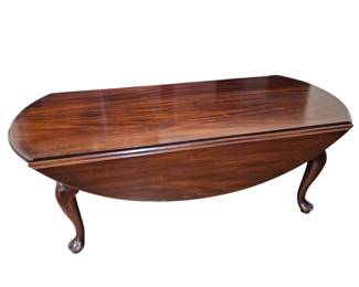 Lot #125 -  Vintage Mahogany Drop Leaf Dining Table with Queen Anne Style Legs