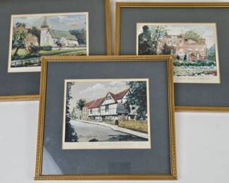 Lot #117 -  John V. Emms Signed Vintage Framed Watercolors of English Architecture