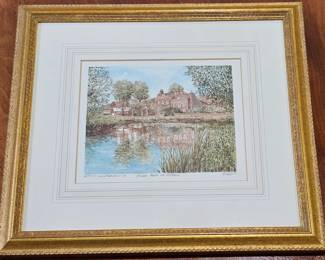 Lot #135 - Philip Martin Limited Edition Signed Lithograph 'River Mole at Cobham' in Ornate Gold Frame