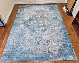 Lot #186 - Luxe Weavers Victoria 4620 Distressed Floral Area Rug Carpet, Blue / Size 6.5x9