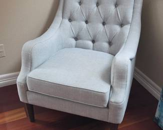 Lot #108 -   Madison Park Qwen Light Grey Button Tufted Accent Chair