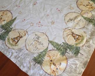 Lot #91 - Maison d'Hermine Festive Tablecloth with Deer and Pine Tree Holiday Design