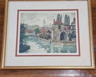 Lot #131 - Roger de la Broye Signed Limited Edition 170/350 Aquatint Etching "Le Chateau D'lf-Chartres" 