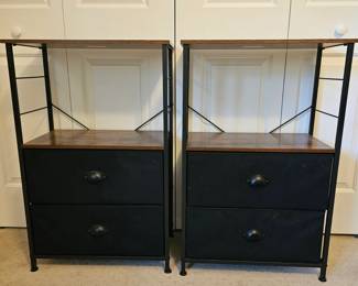 Lot #116 -  Industrial Style Nightstands with Rustic Wood Finish and Metal Frame