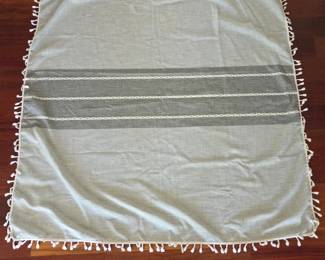 Lot #90 - Boho Chic Woven Throw Blanket Table Cloth with Tassels and Braided Stripes