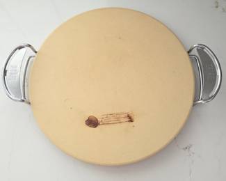 Lot #93 -  Weber Ceramic Pizza Stone with Stainless Steel Handles