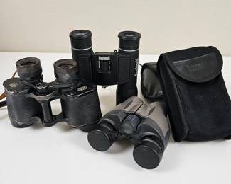Lot #29 -  Bushnell, Minolta and Vintage E. Leitz Wetzlar Germany Binoculars Lot with Protective Cases
