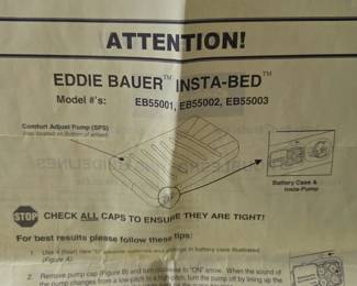 Lot #218 - Eddie Bauer Insta-Bed Air Mattress with Built-in Pump Model EB55003 Comfort Adjustable