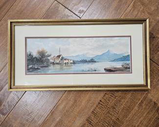 Lot #123 -  Original Unsigned Watercolor with Gold-Toned Wooden Frame