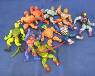 Lot 332. 10 Mattel Masters of the Universe figures including He-man, Skeletor, Whiplash, Fisto, Tri-Klops, Kobra Khan, and more