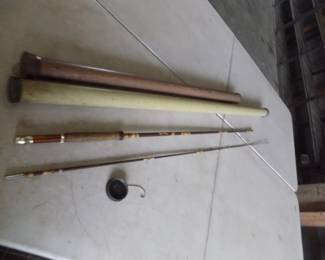 Lot 400. Two fly rod cases and one fly rod in poor condition