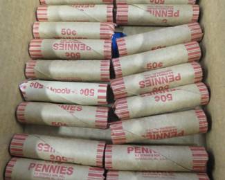Lot 375. Twenty rolls of unsorted wheat pennies