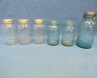 Lot 218. Six glass canning jars